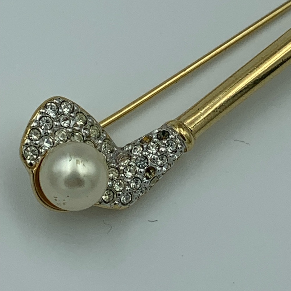 Vintage Rhinestone Golf Club Pin - Picture 2 of 4